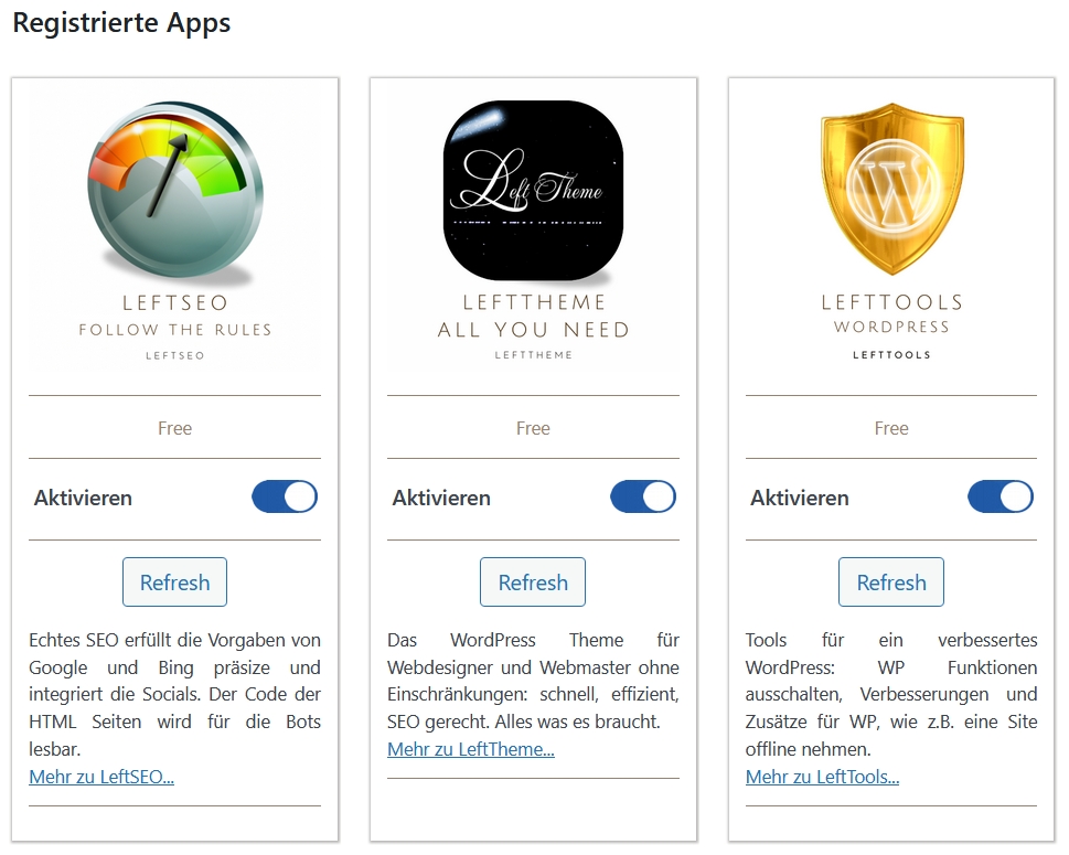 LeftWP kostenlose Apps